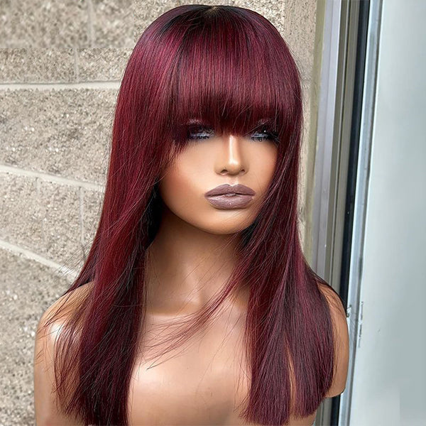 Lisa red wig with bangs